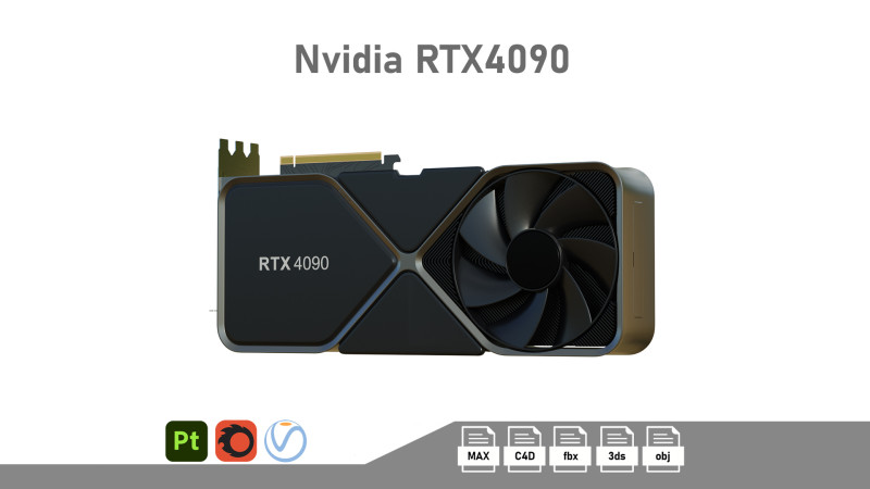 NVIDIA RTX 4090 3D Модель .c4d .max .obj .3ds .fbx .stl .blend 
