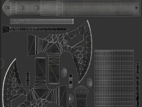 PBR 전술 도끼 3D 모델