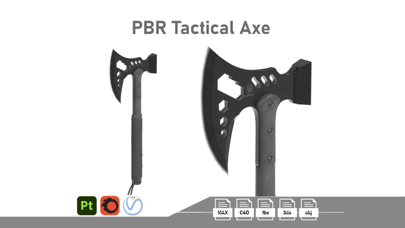 PBR Tactical Axe 3D मॉडल .c4d .max .obj .3ds .fbx .stl .blend 