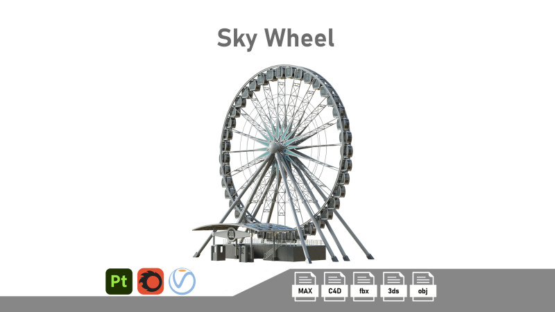 Sky Wheel 3D Model .c4d .max .obj .3ds .fbx .stl .blend 