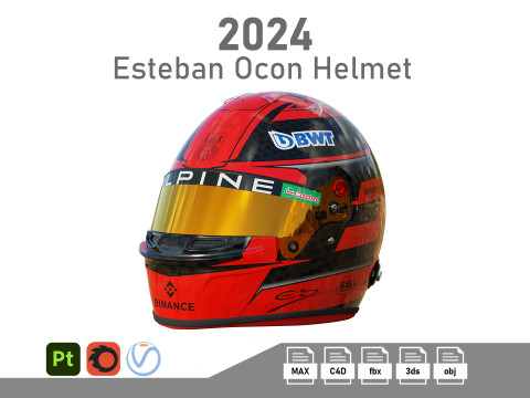 F1 Esteban Ocon Helmet 2024 Model 3D