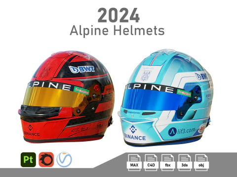 F1 अल्पाइन हेलमेट 2024 3D मॉडल