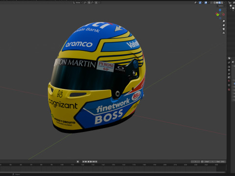 F1 Fernando Alonso Helmet 2024 Model 3D