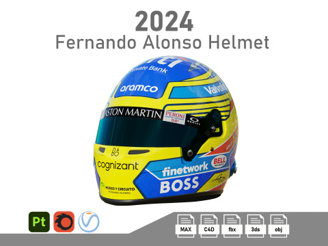 F1 Fernando Alonso Helmet 2024 Model 3D
