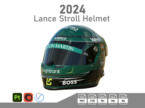 F1 Lance Stroll Helmet 2024 Model 3D