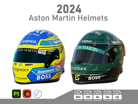 F1 Aston Martin Helmets 2024 Model 3D