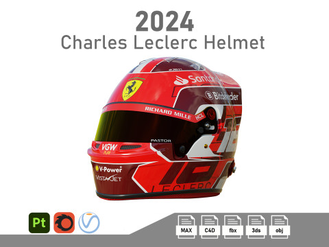 F1 Charles Leclerc Helmet 2024 Model 3D