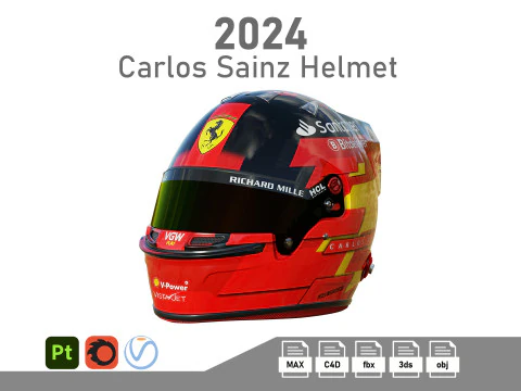 Casco F1 Carlos Sainz 2024 Modello 3D