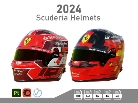 F1 स्क्यूडेरिया हेलमेट 2024 3D मॉडल