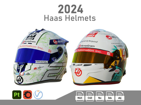 Capacetes F1 Haas 2024 Modelo 3D