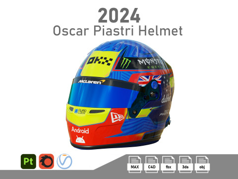 F1 Oscar Piastri Helmet 2024 Model 3D