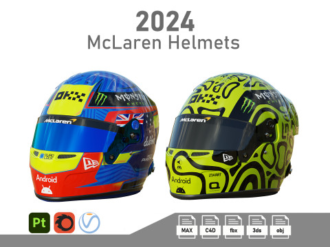 F1 McLaren Helmets 2024 Model 3D