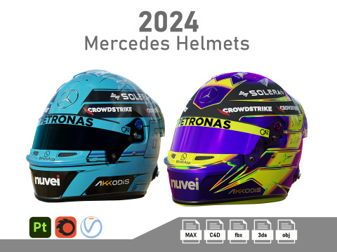 F1 Mercedes Helmets 2024 Model 3D