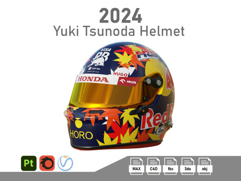 F1 Yuki Tsunoda Helmet 2024 Model 3D