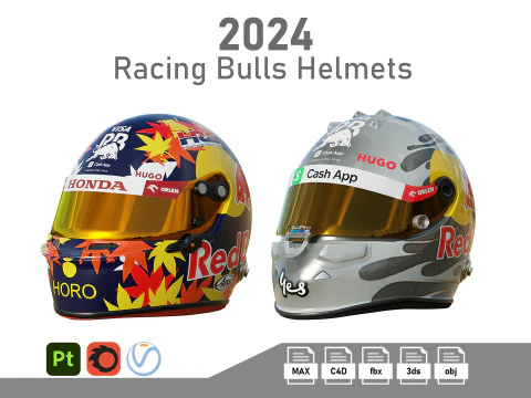 Helm Banteng Balap F1 2024 Model 3D