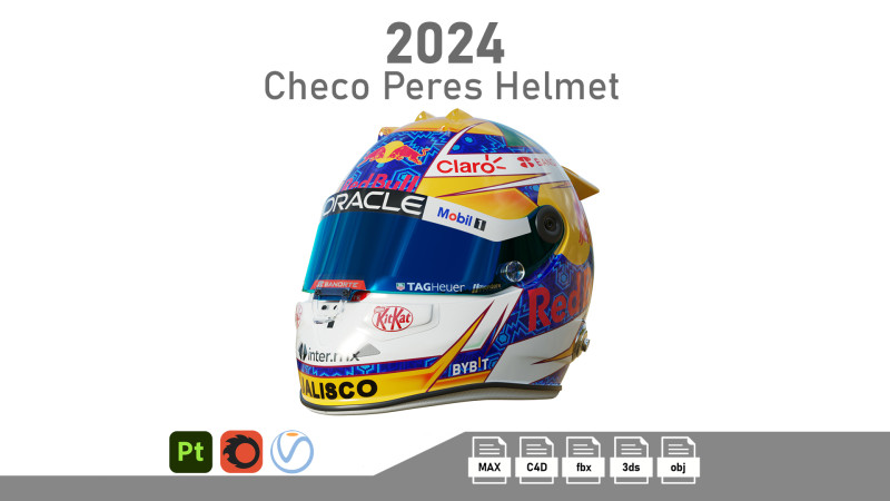 F1 Checo Peres Helmet 2024 3Dモデル .c4d .max .obj .3ds .fbx .stl .blend 