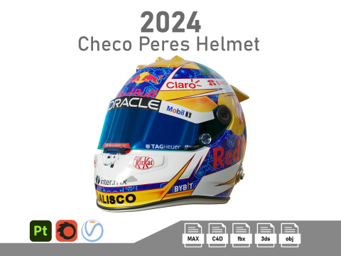 F1 Checo Peres Helmet 2024 Model 3D