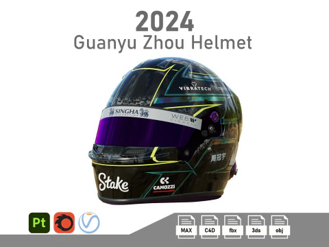 Casco F1 Guanyu Zhou 2024 Modello 3D