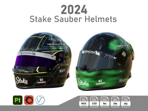 F1 Stake Sauber Helmets 2024 Model 3D