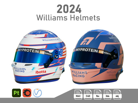 F1 Williams Helmets 2024 Model 3D