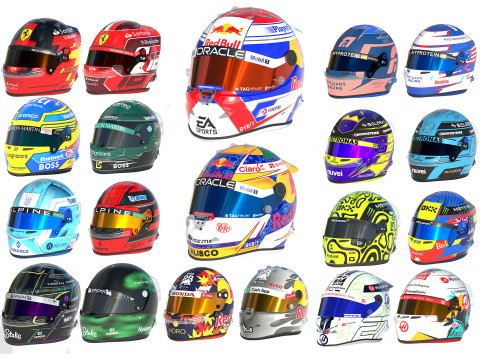 F1 2024 Helmets Collection Model 3D