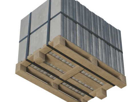 Concrete Slabs On Wooden Pallet 3D Model