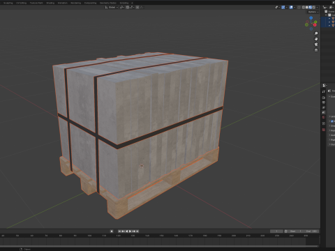 Concrete Slabs On Wooden Pallet 3D Модель