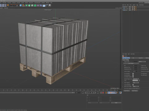 Concrete Slabs On Wooden Pallet 3D Model