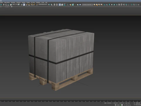 Concrete Slabs On Wooden Pallet 3D Model