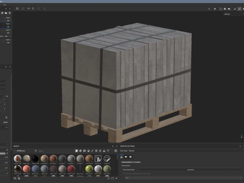 Concrete Slabs On Wooden Pallet 3D Model