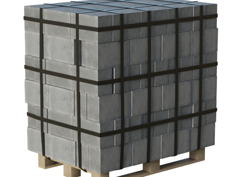 Concrete Blocks On Wood Pallet Modelo 3D