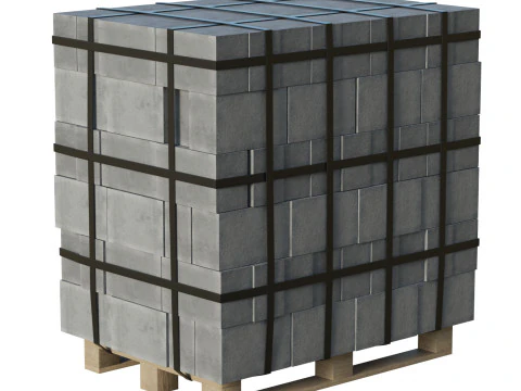 Bloki Betonowe Na Palecie Drewnianej Model 3D