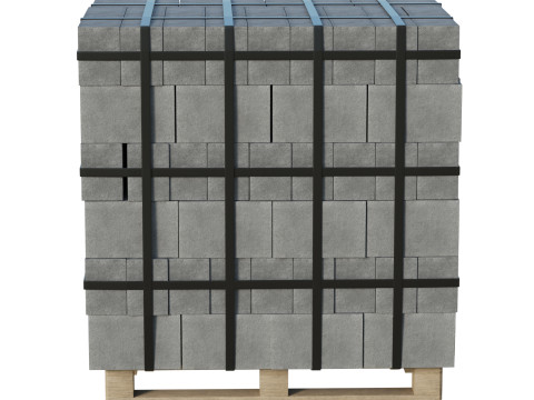 Concrete Blocks On Wood Pallet Modèle 3D