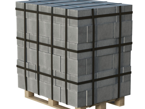 Concrete Blocks On Wood Pallet Modèle 3D