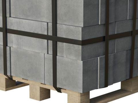 Concrete Blocks On Wood Pallet Modèle 3D