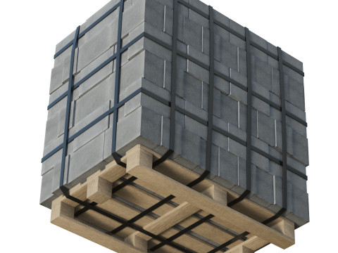 Concrete Blocks On Wood Pallet Modèle 3D