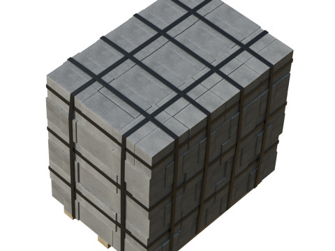 Concrete Blocks On Wood Pallet Modèle 3D