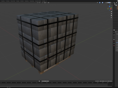 Concrete Blocks On Wood Pallet Modèle 3D