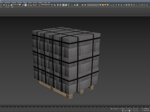 Concrete Blocks On Wood Pallet Modèle 3D