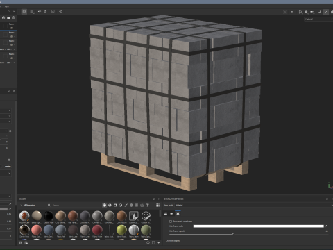 Concrete Blocks On Wood Pallet Modèle 3D