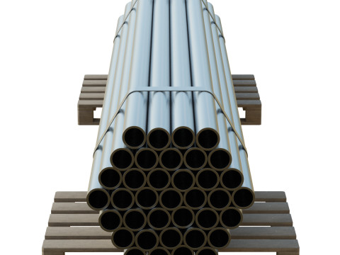 Steel Bars On Pallet 3Dモデル