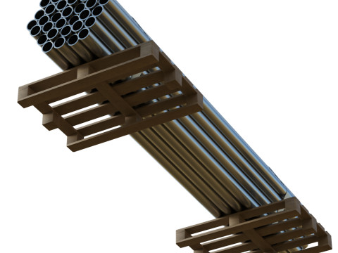 Steel Bars On Pallet 3Dモデル