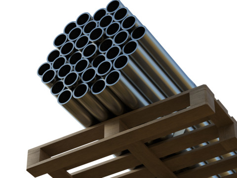Steel Bars On Pallet 3Dモデル