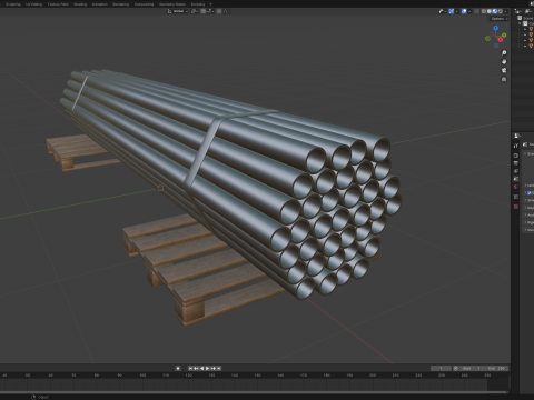 Steel Bars On Pallet 3Dモデル