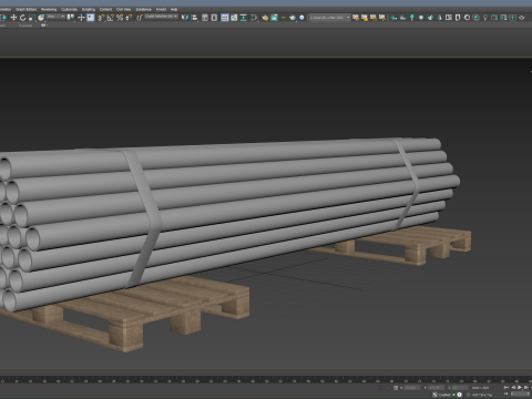 Steel Bars On Pallet 3Dモデル
