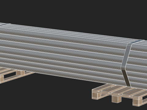 Steel Bars On Pallet 3Dモデル