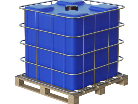 Plastic Water Tank On Pallet 3D मॉडल