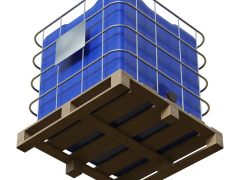 Plastic Water Tank On Pallet 3D Model
