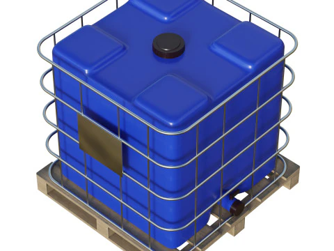 Plastic Water Tank On Pallet 3D Model