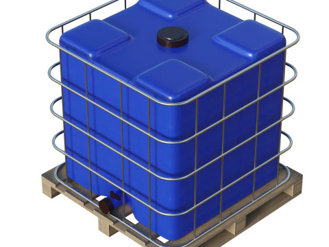 Plastic Water Tank On Pallet 3D Model
